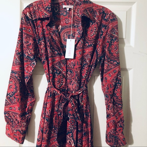 CHAUDRY NWT Fushia, Navy paisley, sash belt Maxi - Picture 3 of 7